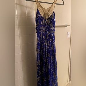 Royal blue and gold Aidan Mattox formal dress